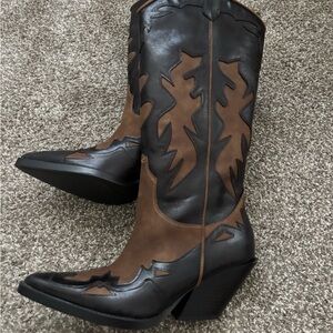 Brown and Black Cowboy Boots
